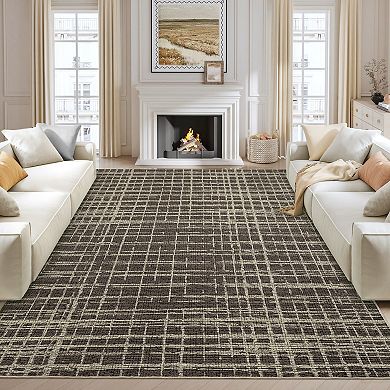 Contemporary Area Rug Machine Washable Non Slip Non Shedding Ultra Thin Floor Cover for Bedroom