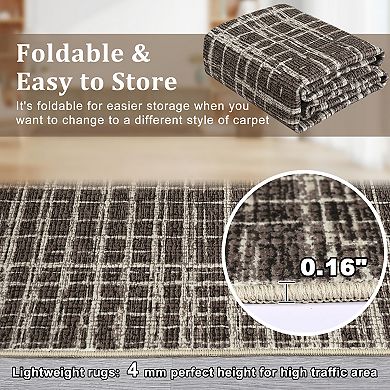 Contemporary Area Rug Machine Washable Non Slip Non Shedding Ultra Thin Floor Cover for Bedroom