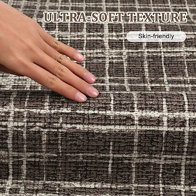 Contemporary Area Rug Machine Washable Non Slip Non Shedding Ultra Thin Floor Cover for Bedroom