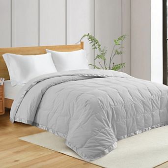 Unikome Oversize Down Feather Blanket, Cozy Breathable Noiseless Blankets with Satin Trim