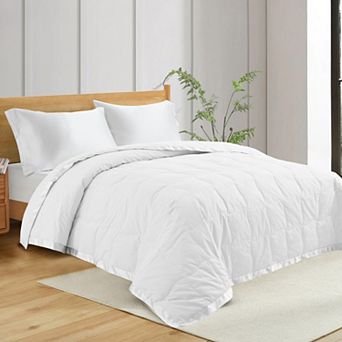 Unikome Oversize Down Feather Blanket, Cozy Breathable Noiseless Blankets with Satin Trim