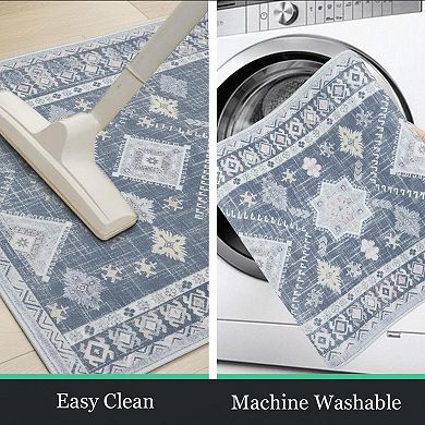 Boho Kitchen Rug Sets 3-Piece with Runner Non Slip Washable Thick Mat Carpet for Hallway Laundry