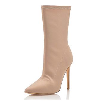 Stretch Pointed Toe Stiletto Heel Mid-Calf Boots