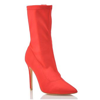 Stretch Pointed Toe Stiletto Heel Mid-Calf Boots