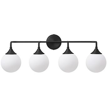 POWLIG 4-Light Dimmable Vanity Light 30.71" Modern Bathroom Fixture with 5.9" Opal Glass Globes