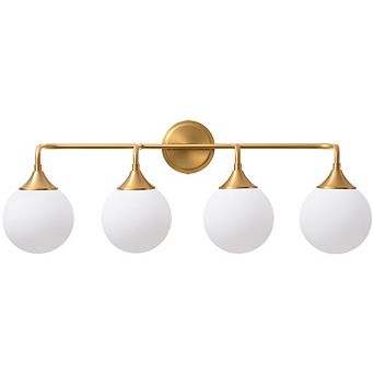 POWLIG 4-Light Dimmable Vanity Light 30.71" Modern Bathroom Fixture with 5.9" Opal Glass Globes