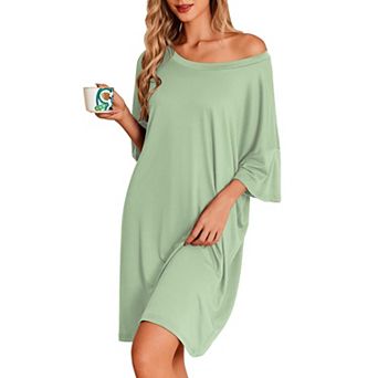 Ekouaer Nightgowns for Women Oversized Sleep Shirt Short Sleeve Nightshirt T-Shirt Dress Sleepwear