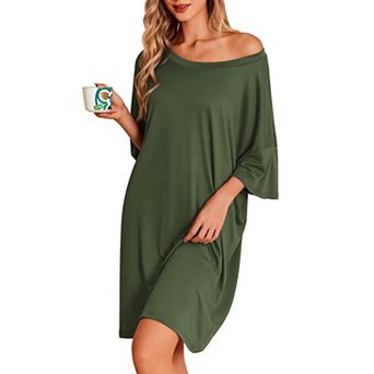 Ekouaer Nightgowns for Women Oversized Sleep Shirt Short Sleeve Nightshirt T-Shirt Dress Sleepwear
