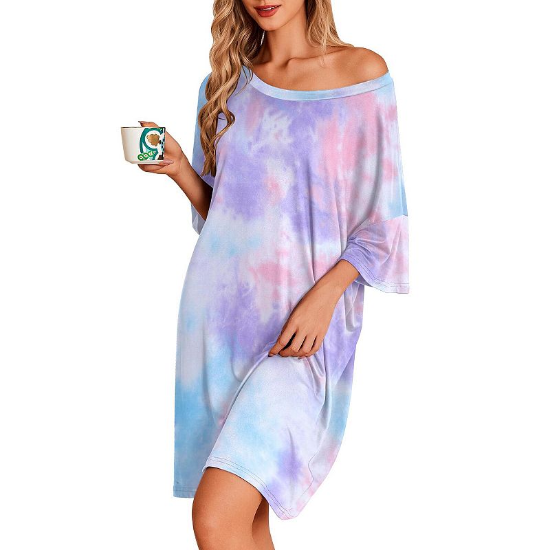 Ekouaer Nightgowns for Women Oversized Sleep Shirt Short Sleeve ...