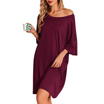 Ekouaer Nightgowns for Women Oversized Sleep Shirt Short Sleeve Nightshirt T-Shirt Dress Sleepwear
