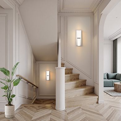 POWLIG 15.7" Modern Flush Mount Wall Sconce with Triangle Shade - Dimmable LED Light