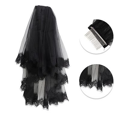 Double Layer Alloy Comb Wedding Veil15.75"-23.62" 1 Pc