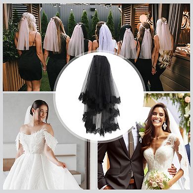 Double Layer Alloy Comb Wedding Veil15.75"-23.62" 1 Pc