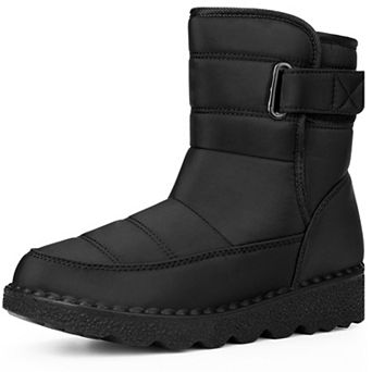 Women's Pull on Adjustable Flat Snow Boots for Winter