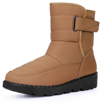 Women's Pull on Adjustable Flat Snow Boots for Winter