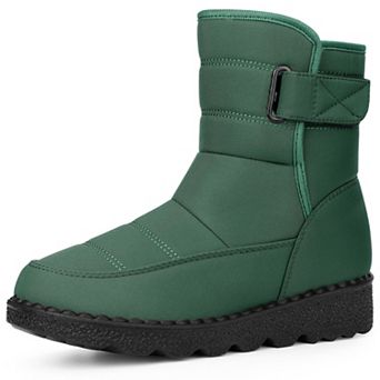 Women's Pull on Adjustable Flat Snow Boots for Winter