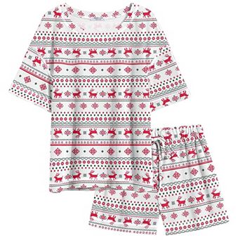 Ekouaer Women' Waffle Knit 2 pc Pajama Set Casual Shorts Set with Elastic Waist Pocket