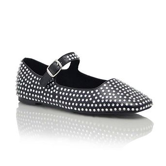 Rhinestone Studded Mary Jane Ballet Flats