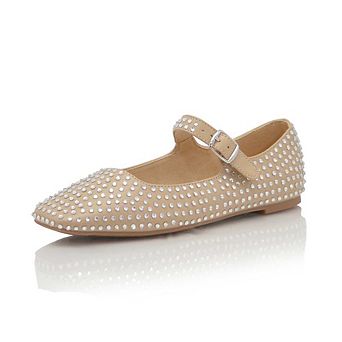 Rhinestone Studded Mary Jane Ballet Flats