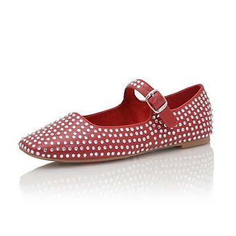 Rhinestone Studded Mary Jane Ballet Flats