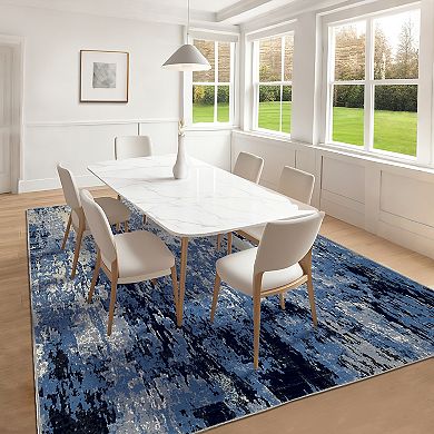Abstract Area Rug Machine Washable Non Shedding Stain Resistant Floor Cover for Living Room Laundry