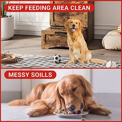 Dog Feeder Station with Large Storage Space,Flip-Top Dust Prevention,Pull-Out Drawer for Pet Food