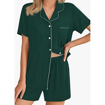 Ekouaer Pajamas for Women Set Button Down Pjs Lounge Sets Short Sleeve Sleepwear Soft Loungewear
