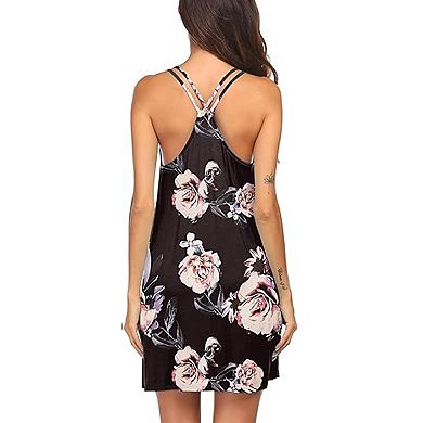 Ekouaer V Neck Sleeveless Night gowns for Women