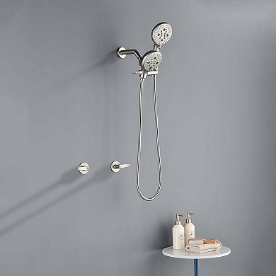 5-Spray Pattern 4.72 in. Wall Mount Fixed Shower Head and Handheld Showerhead with Dual Handles