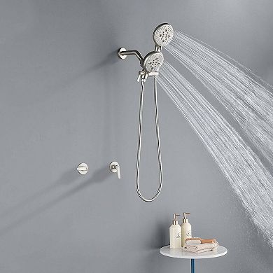 5-Spray Pattern 4.72 in. Wall Mount Fixed Shower Head and Handheld Showerhead with Dual Handles