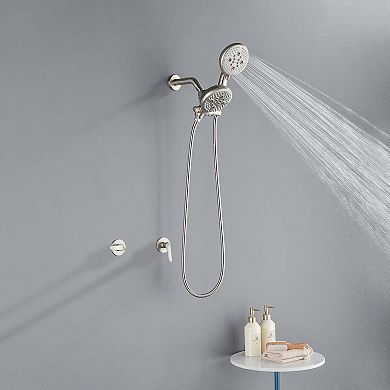 5-Spray Pattern 4.72 in. Wall Mount Fixed Shower Head and Handheld Showerhead with Dual Handles