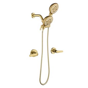 5-Spray Pattern 4.72 in Wall Mount Fixed Shower Head and Handheld Showerhead with Dual Handles