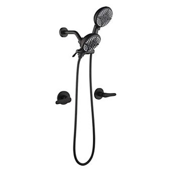 5-Spray Pattern 4.72 in Wall Mount Fixed Shower Head and Handheld Showerhead with Dual Handles