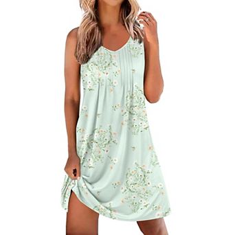 Ekouaer Nightgowns for Women Sleeveless Sleep Shirt Tank Night Gown V Neck Chemise Pleated Night