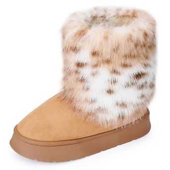 Women's Faux Fur Flat Pull on Snow Boots for Winter