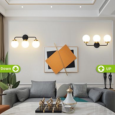 POWLIG 22.44" Vanity Light Fixture, 3-Light Bathroom Mirror Lighting with Milk White Glass Shades