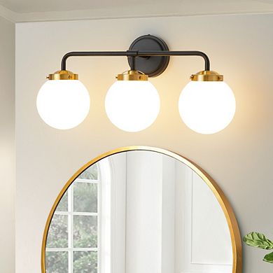 POWLIG 22.44" Vanity Light Fixture, 3-Light Bathroom Mirror Lighting with Milk White Glass Shades