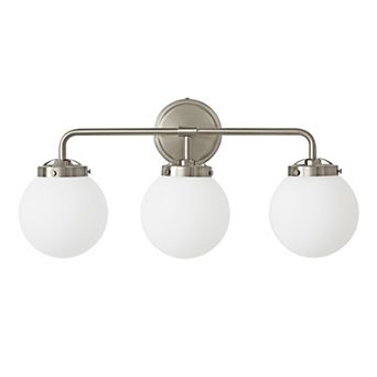 POWLIG 22.44" Vanity Light Fixture, 3-Light Bathroom Mirror Lighting with Milk White Glass Shades