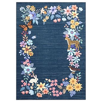 Botanical Washable Rug Machine Washable Non-Slip Carpet for Home