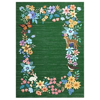Botanical Washable Rug Machine Washable Non-Slip Carpet for Home