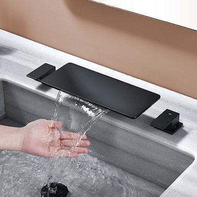 2-Handle 8 in. Widespread Stainless Steel Bathroom Sink Faucet with Water Spout