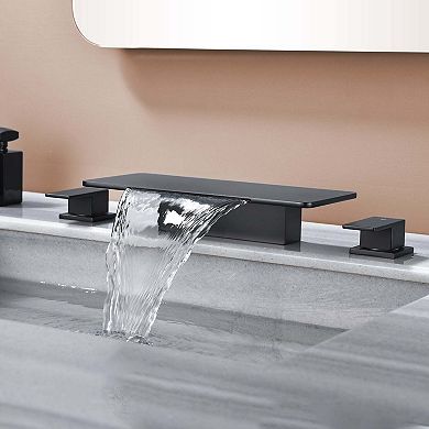 2-Handle 8 in. Widespread Stainless Steel Bathroom Sink Faucet with Water Spout