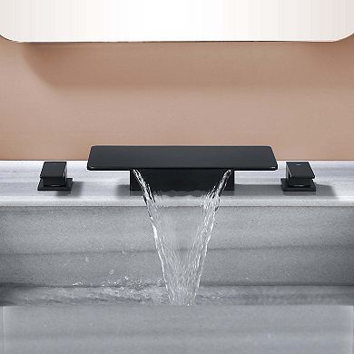 2-Handle 8 in. Widespread Stainless Steel Bathroom Sink Faucet with Water Spout