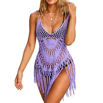 Ekouaer Women Beach Swimsuit Coverups Sleeveless Crochet Bathing Suit Cover Up Vacation