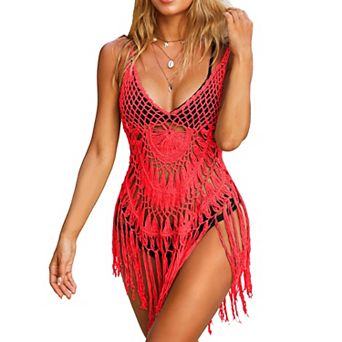Ekouaer Women Beach Swimsuit Coverups Sleeveless Crochet Bathing Suit Cover Up Vacation
