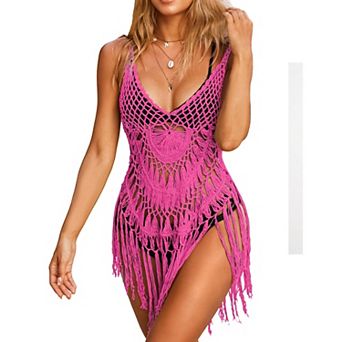 Ekouaer Women Beach Swimsuit Coverups Sleeveless Crochet Bathing Suit Cover Up Vacation