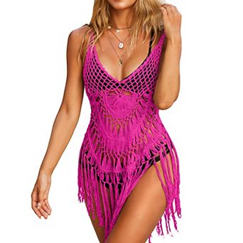 Ekouaer Women Beach Swimsuit Coverups Sleeveless Crochet Bathing Suit Cover Up Vacation