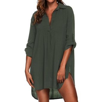 Ekouaer Beach Cover Ups for Women V Neck Bathing Suit Cover Up Bikini Swimsuit Coverup Beach Dress