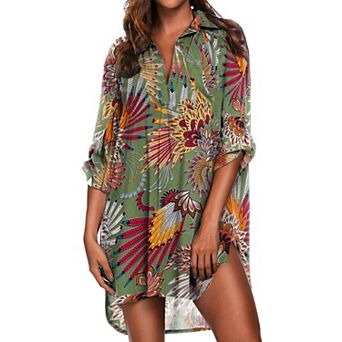 Ekouaer Beach Cover Ups for Women V Neck Bathing Suit Cover Up Bikini Swimsuit Coverup Beach Dress