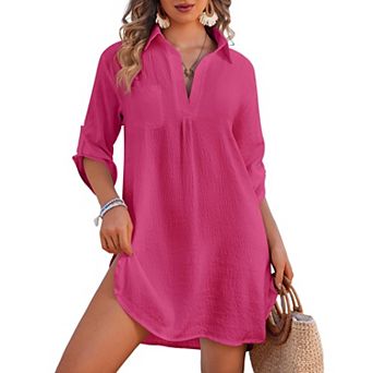 Ekouaer Beach Cover Ups for Women V Neck Bathing Suit Cover Up Bikini Swimsuit Coverup Beach Dress